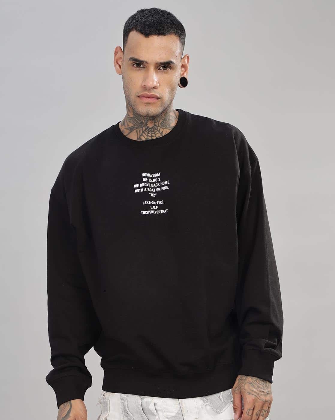 【みっつ】SEA CREWNECK SWEATSHIRT - BLACK Buy Black Sweatshirt & Hoodies for Men by TOM HIDDLE Online | Ajio.com