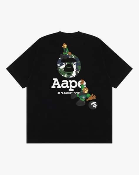 Buy AAPE BY A BATHING APE Graphic Print Regular Fit Crew-Neck T
