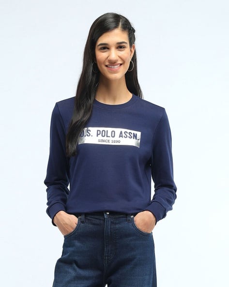 U.S. Polo Assn. Women Brand Print Regular Fit Sweatshirt