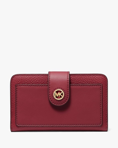 Buy Michael Kors Mercer Medium Pebbled Leather Wallet Maroon Color Women AJIO LUXE