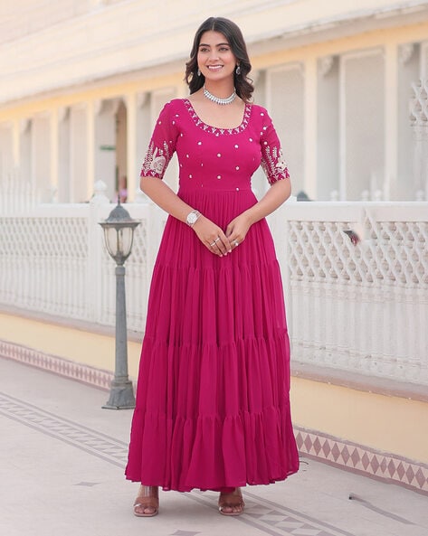 Women Embroidered Anarkali Kurta Set Price in India