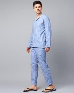 english navy Men Checked Shirt & Pants Lounge Sets-picture-36