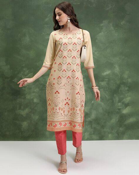 Ketch Women Floral Print Straight Kurta