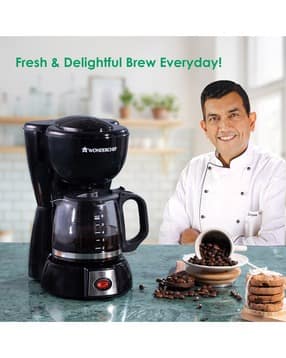 typographic print glass coffee maker