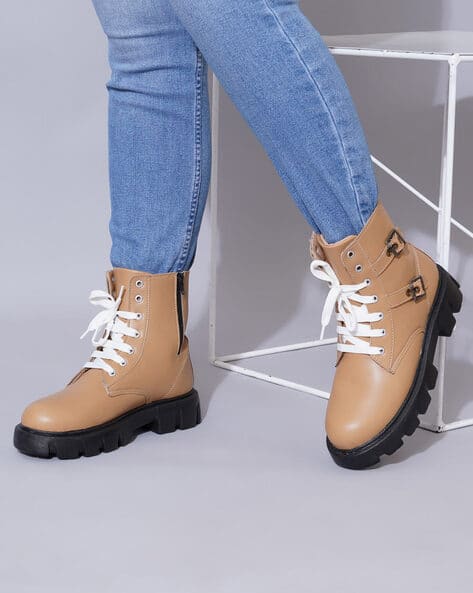 Selfiee Women Lace-Up Ankle-Length Boots