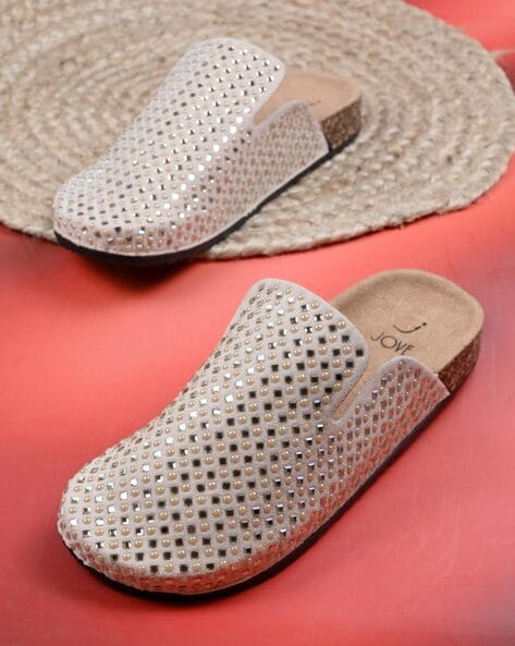 Jove Women Embellished Slip-On Mules