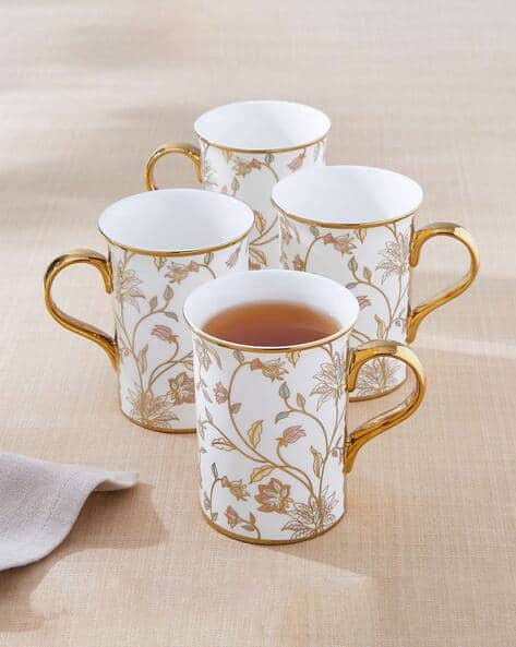 Set of Bone China Printed Mugs