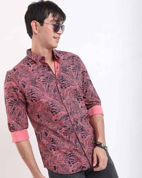 Ketch men Leaf Print Slim Fit Shirt