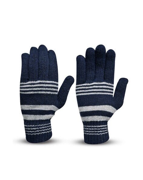 Striped Winter Acrylic Woolen Hand Gloves