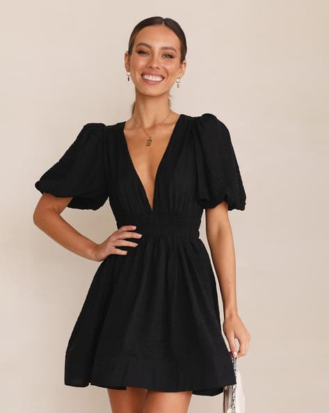 Women V-Neck Skater Dress