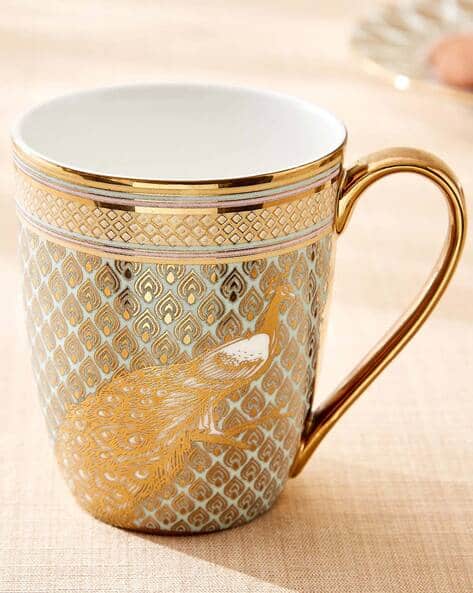 Peacock Print Bone China Coffee Mug
