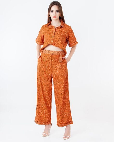 Zink London Women Printed 2-Piece Shirt & Palazzos Set
