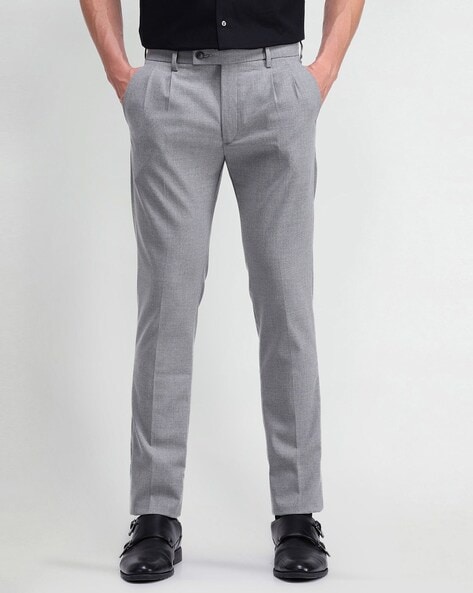 Arrow Men Slim Fit Flat-Front Trousers