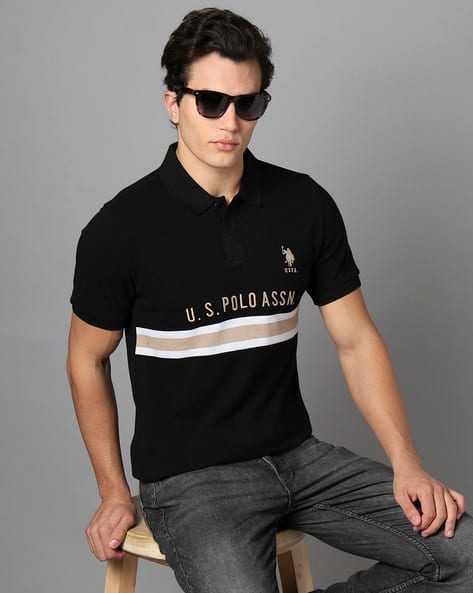 Men Embroidered Logo Slim Fit Polo T-Shirt