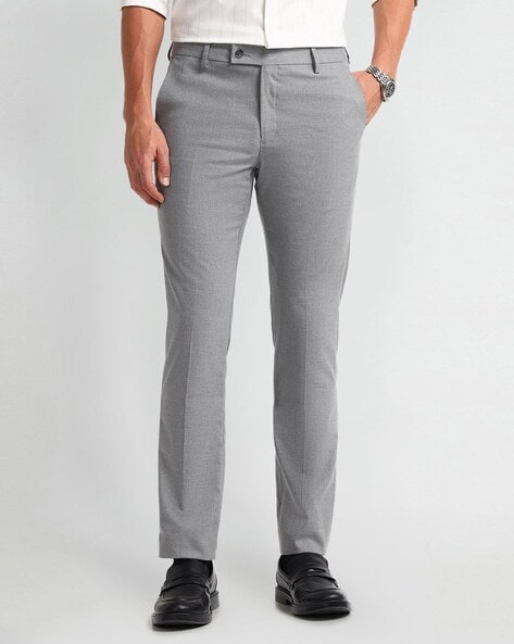 Arrow Men Slim Fit Flat-Front Trousers