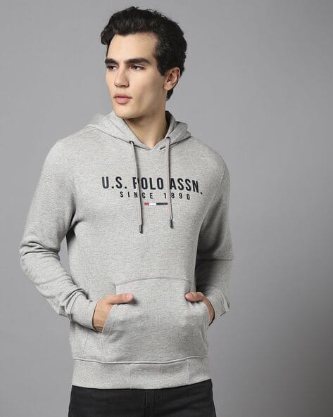 U.S. Polo Assn. Men Logo Print Regular Fit Hoodie