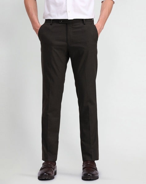 Arrow Men Slim Fit Flat-Front Trousers