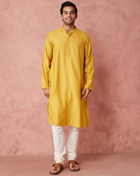 Fabindia Men Solid Long Kurta