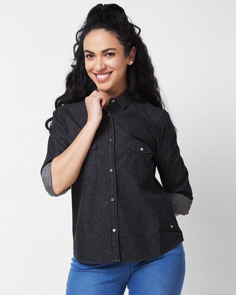 SPYKAR Women Denim Relaxed Fit Shirt