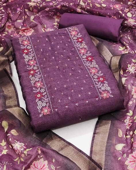 Buy Purple Dress Material for Women by Peachmode Online