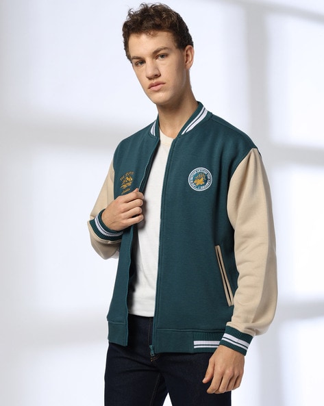 Men Regular Fit Varsity Sweatshirt