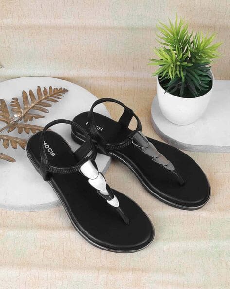 Buy Black Flat Sandals for Women by Mochi Online