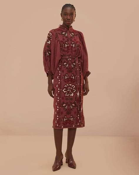 sachin and babi light blue dress FARM RIO Wonderful Arabesque off-the-shoulder printed stretch-jersey maxi  dress main image 1