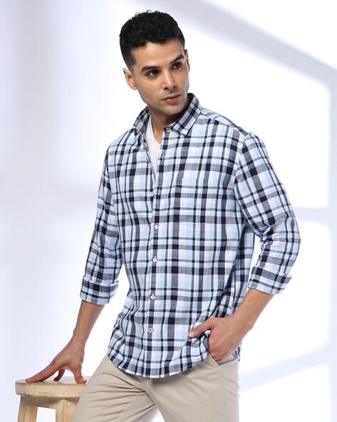 Men Checked Slim Fit Shirt