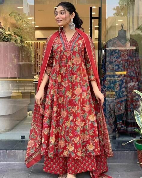 Women Floral Anarkali Kurta Set