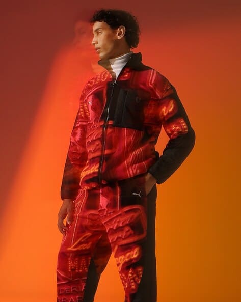 Scuderia Ferrari Race Neon Energy Fleece Men Relaxed Fit Motorsport Jacket - Main Image