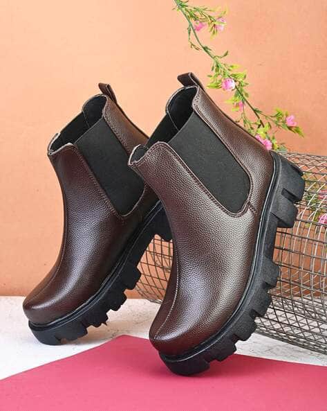 Ajio Flat Brown Leather Ankle Boots Ajio Womens Black Zip Ankle