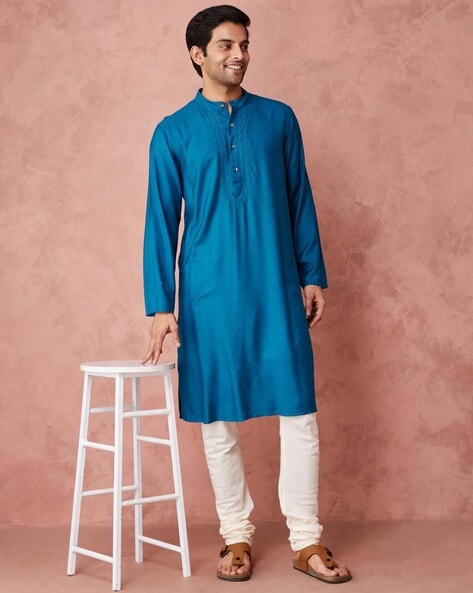 Fabindia Men Embroidery Long Kurta