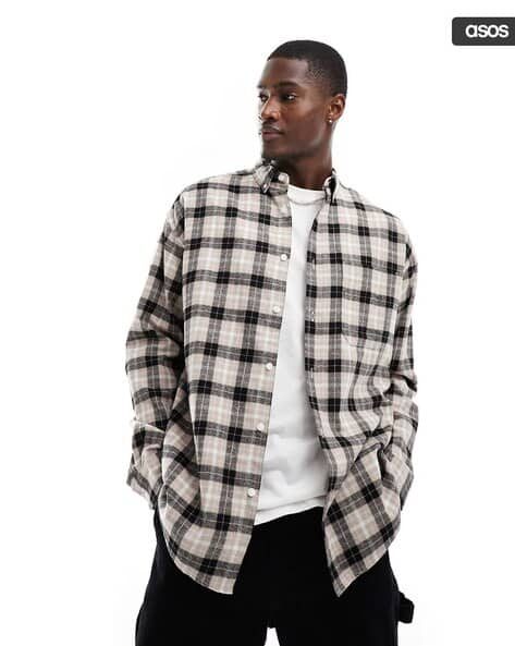 Men 90s Checked Oversized Shirt