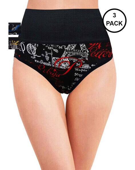 Fashion Comfortz Pack of 3 Printed Panties with Elasticated Waist