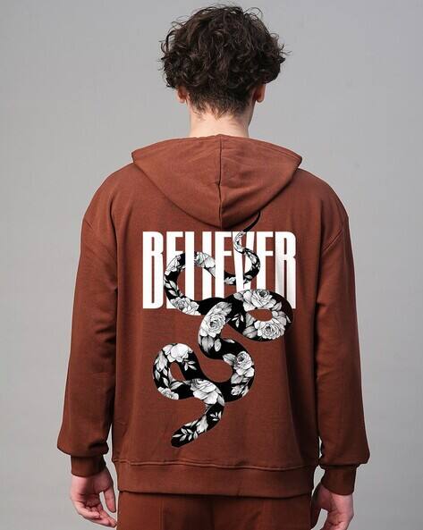 Men Faith Flora Graphic Print Oversized Hoodie