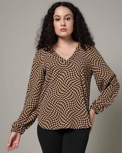 Marks & Spencer Women Checked Relaxed Fit Top