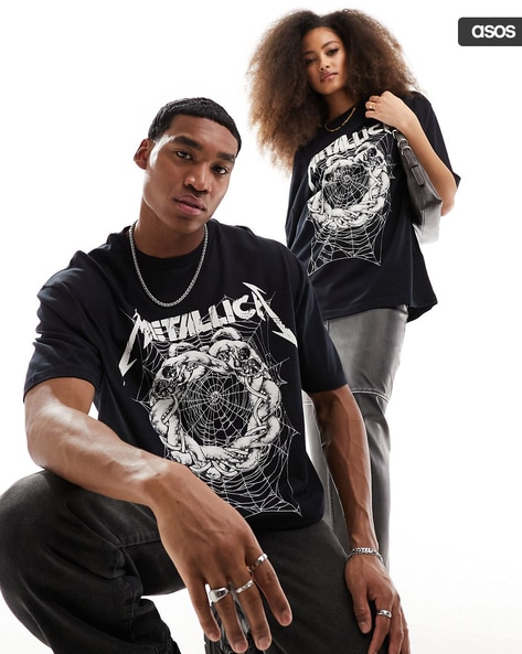 Unisex Metallica Print Oversized T Shirt