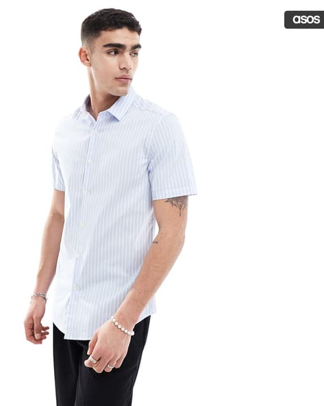 Men Striped Oversized Work Shirt