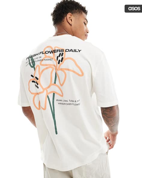 ASOS DESIGN Men Floral Back Print Oversized T-Shirt