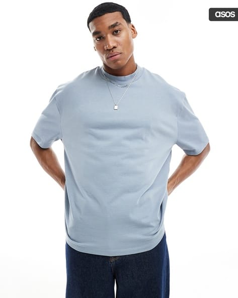 Men Mock-Neck Oversized T-Shirt