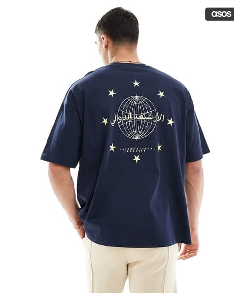 Men Worldwide Back Print Oversized T-Shirt