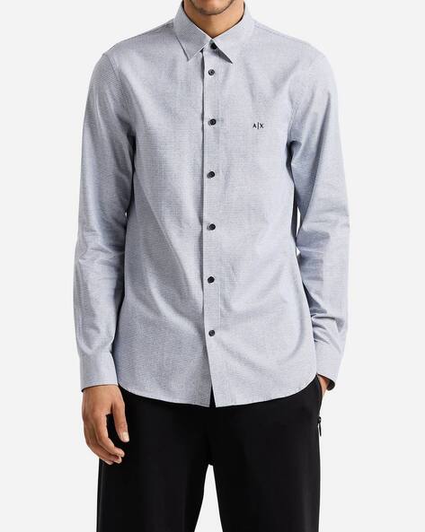 Men Regular Fit Shirt with Logo Embroidery