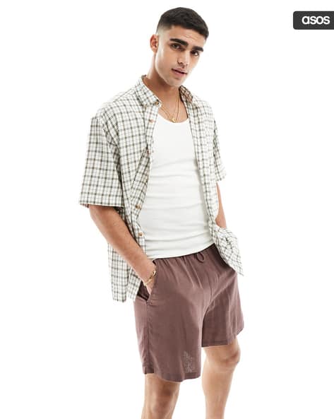 Men Plaid Check Boxy Oversized Shirt