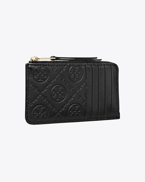 Buy Tory Burch T Monogram Leather Zip Card Case | Black