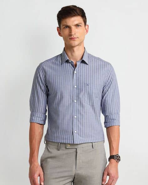 ARROW Men Striped Slim Fit Shirt with Patch Pocket