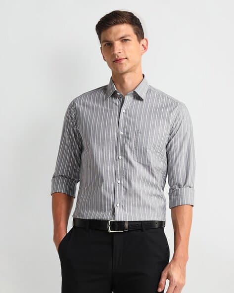 ARROW Men Striped Slim Fit Shirt with Patch Pocket