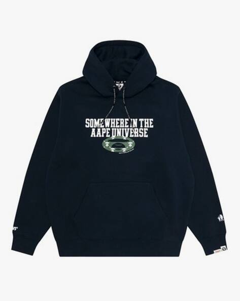 Buy AAPE BY A BATHING APE Logo Printed Basic Regular Fit Hoodie 