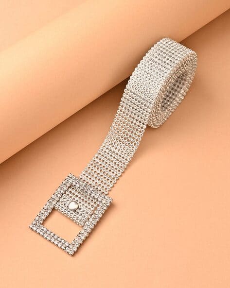 Silver Womens Rhinestone Belts Silver Rhinestone Western Belt For