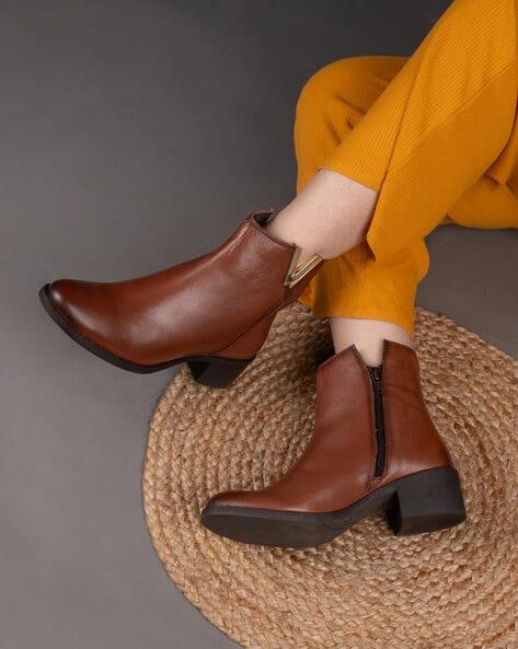 Hydesnhues Women Round-Toe Ankle-Length Boots