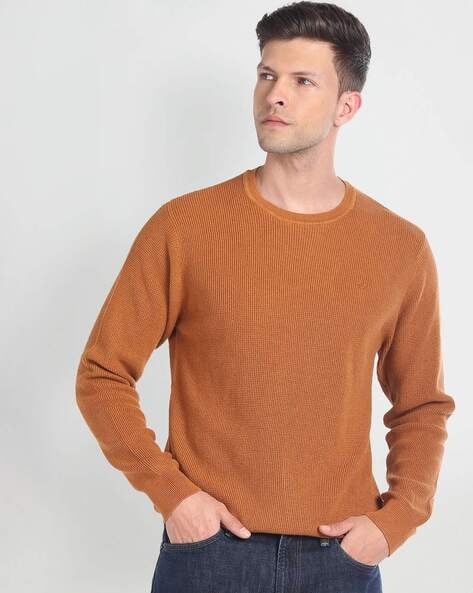 Men Regular Fit Crew-Neck Pullover